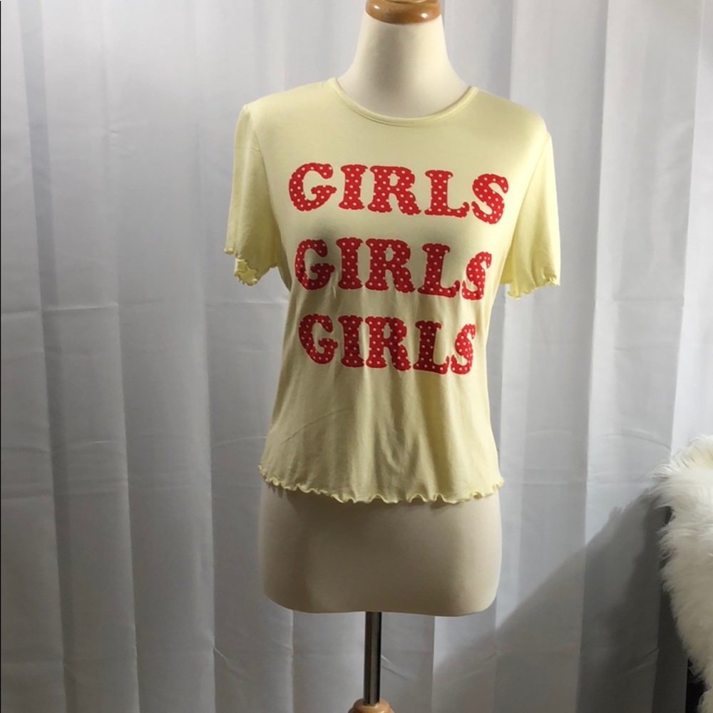 Hippie chic butter yellow tee shirt top jr XL